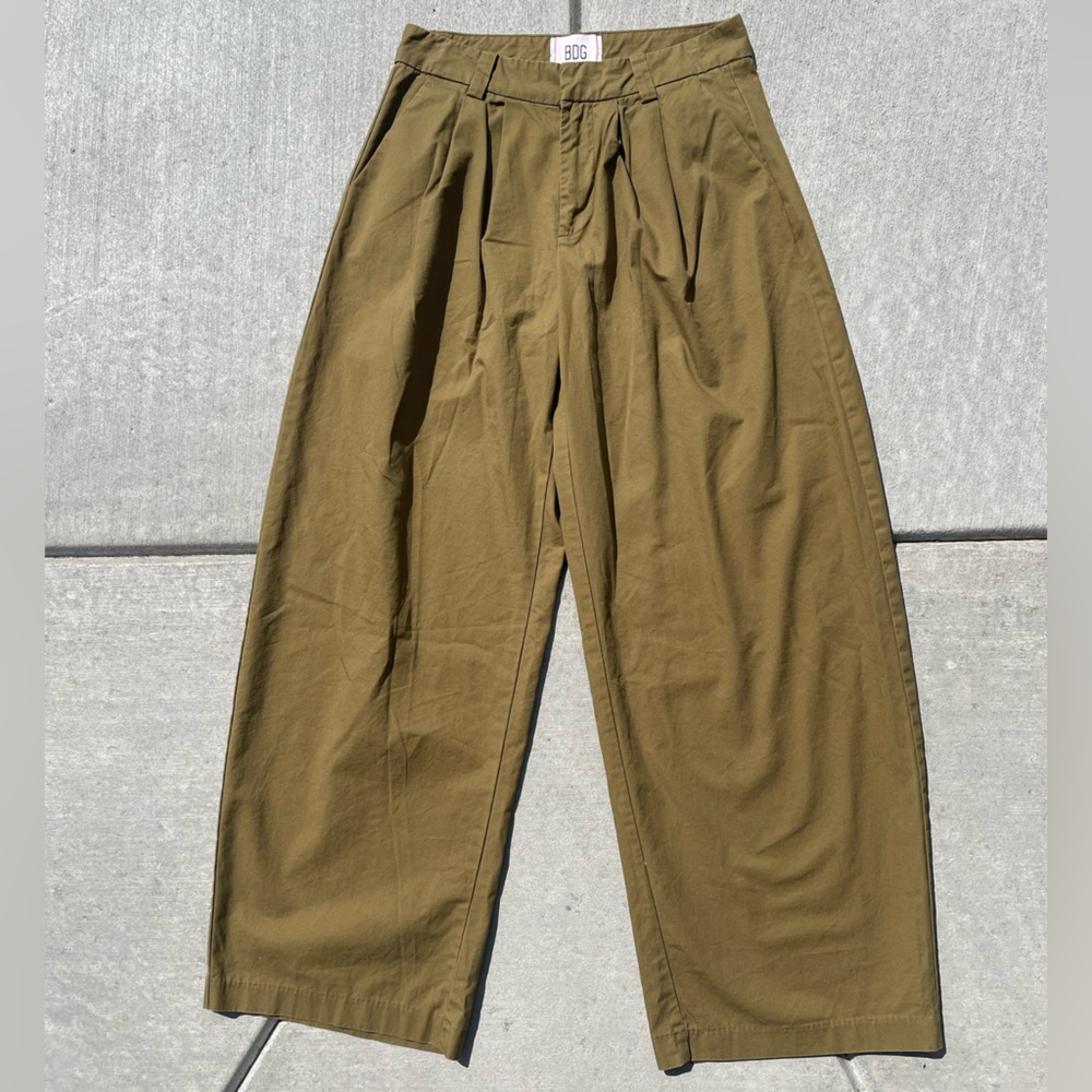BDG Olive Wide-Leg Trousers